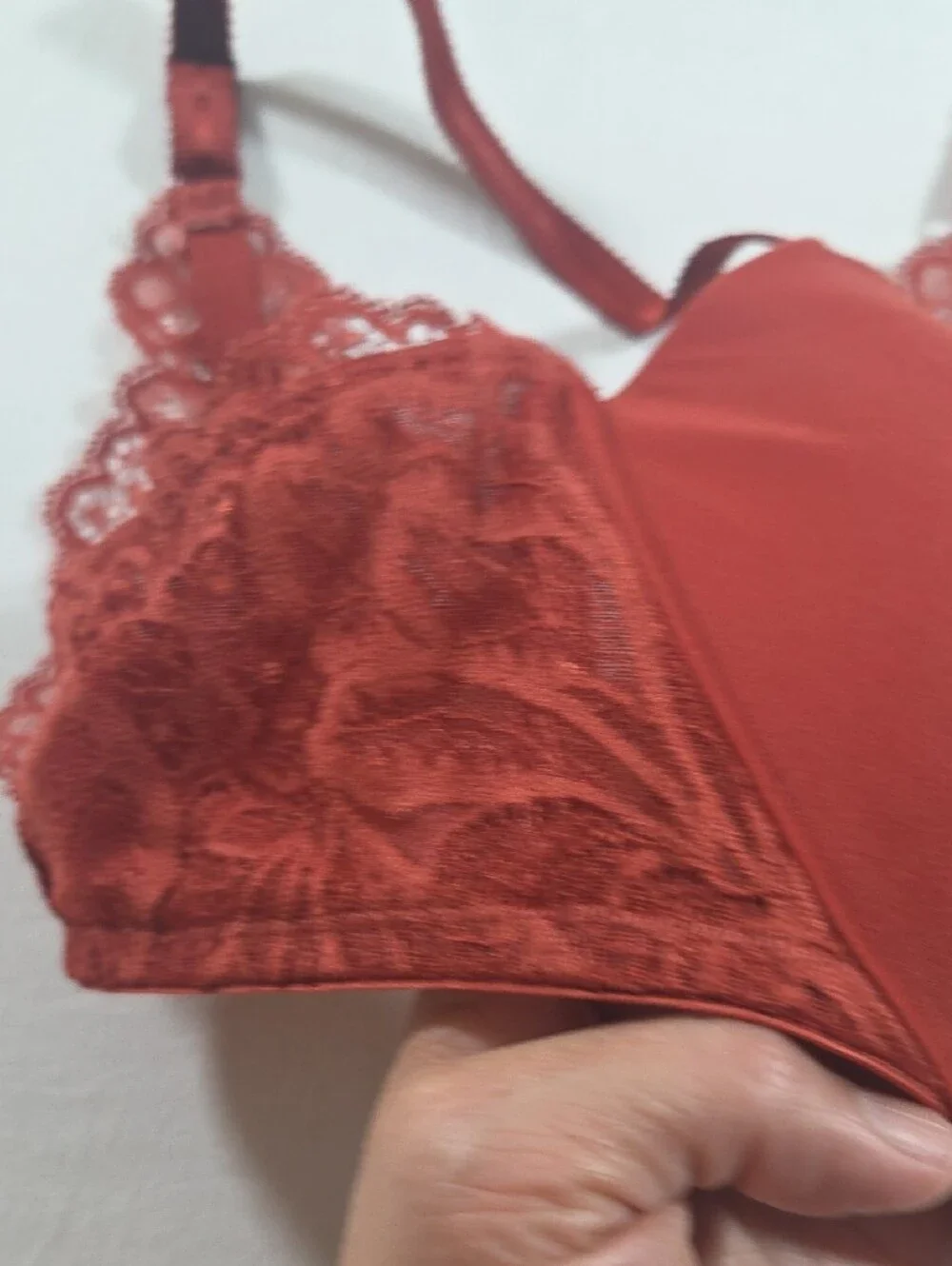 Auden Seamless Padded Bra in Rust - Everyday Support Lace Smooth